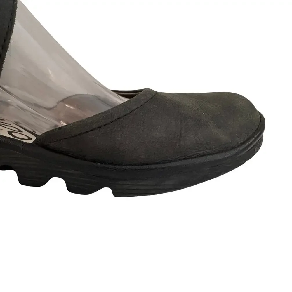 Fly London Piat Nubuck Leather Mary Jane Wedge Shoes w/ Ankle Strap Retro 39